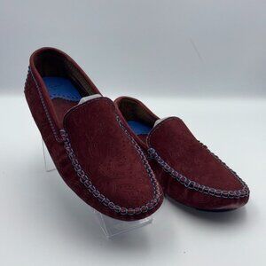 Robert Graham Verrazano Maroon Red Leather Loafer Slip On Made in Brazil Size 10